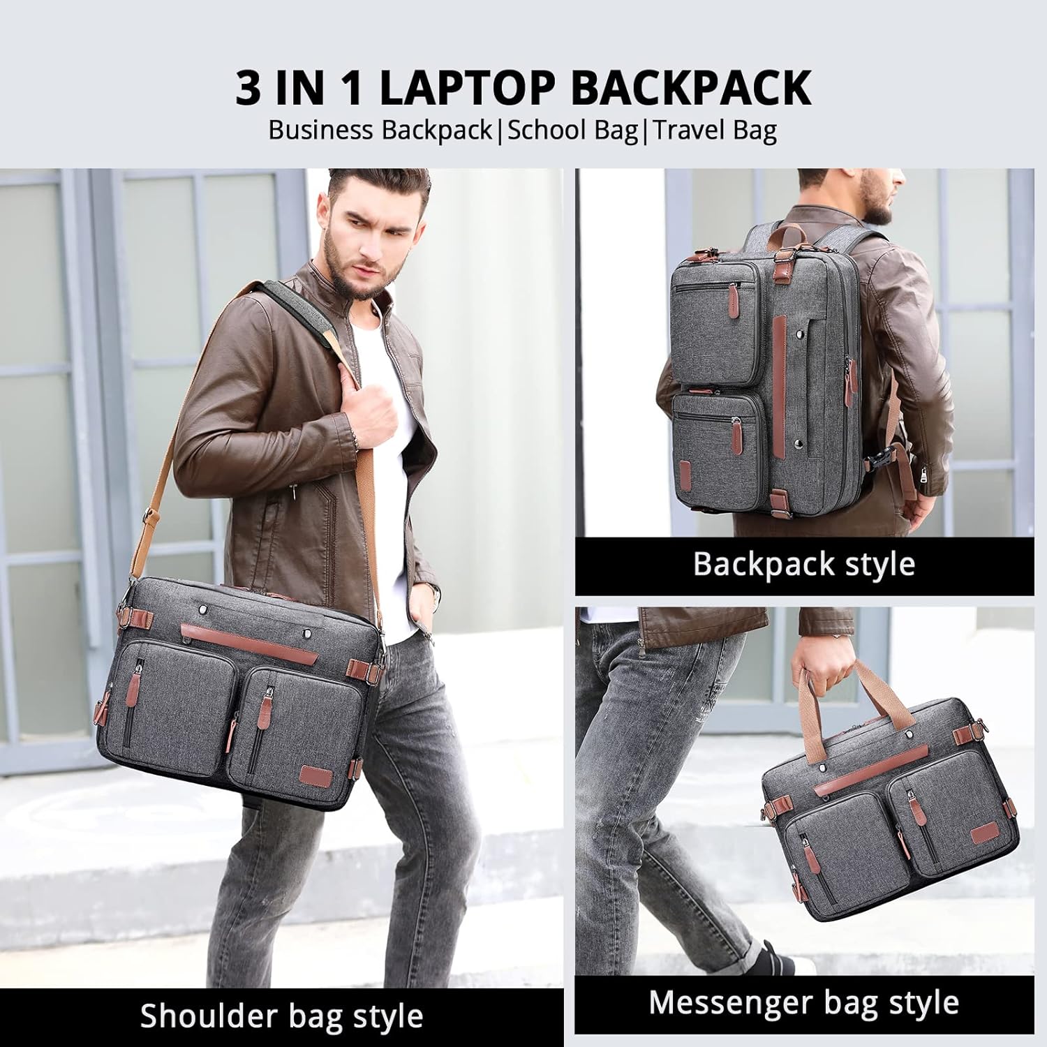 MOLNIA 3 in 1 Laptop Backpack, 17.3 inch Computer Bags for Men, Laptop Backpack for Men, for Travel Bussiness School Men Women, Black - Image 8